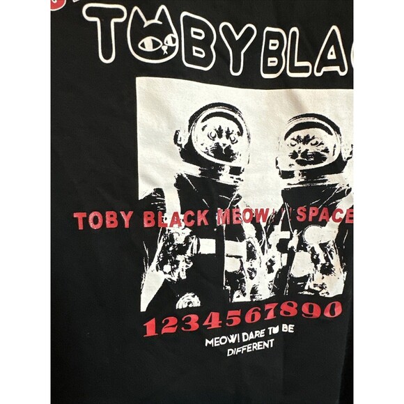 A02 Toby Black Meow Space Short Sleeve Pullover Small W/staps NWOT - Picture 3 of 10